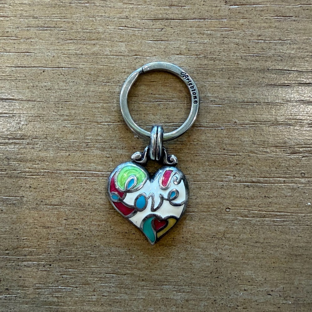 Brighton Love Heart Keychain Silver Plated Key Fob